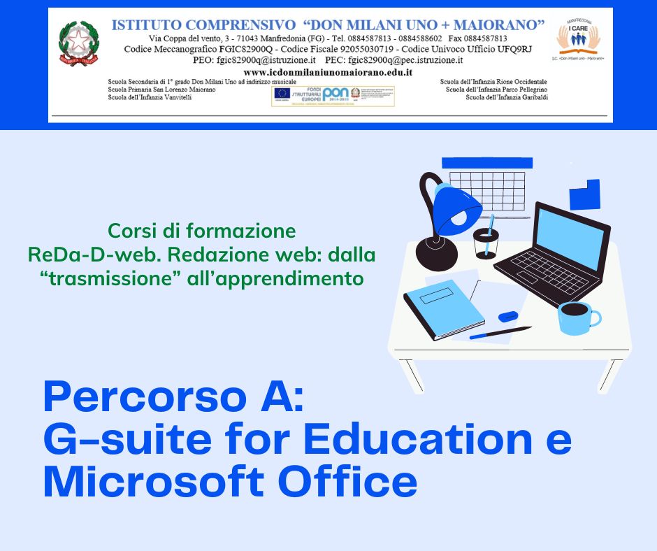 Percorso A: G-suite for Education e Microsoft Office – 25 ore di FAD in asincrono